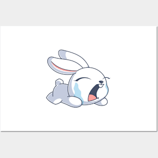 The cute bunny is crying cartoon Posters and Art